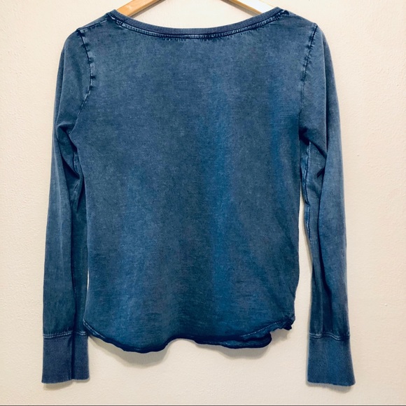 Anthropologie Little Yellow Button Top, 100% Cotton, Denim Color, U Neckline - Picture 3 of 6